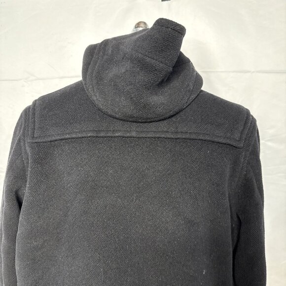 BURBERRY LONDON Duffle Coat Toggle Wool Hooded Black UK 16 US 12 L - Picture 9 of 11